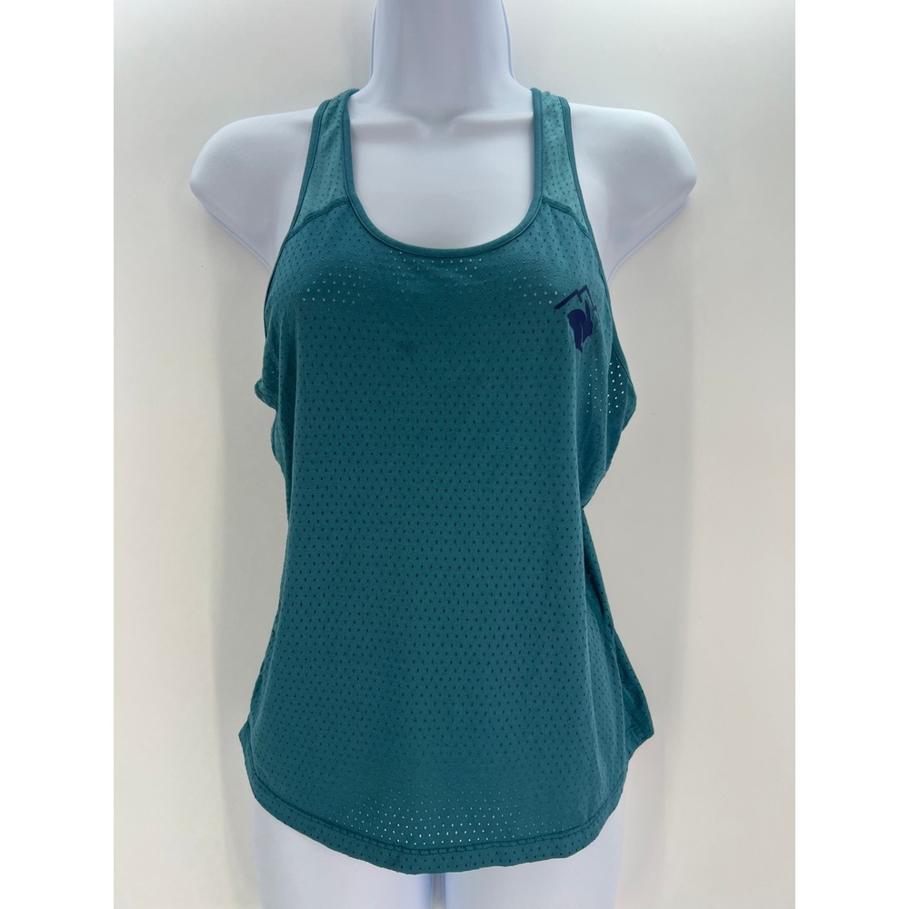 Rabbit Women M Blue Perforated Mesh Racerback Running Tank Top Mountain Logo